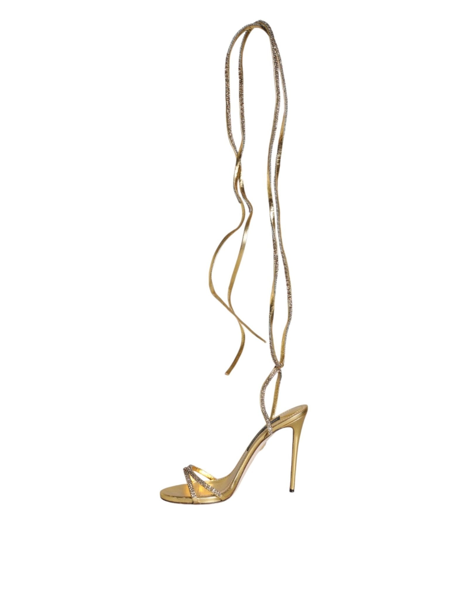 Dolce & Gabbana Gold Crystals Keira Heels Sandals Shoes - SMARTMARTNZ
