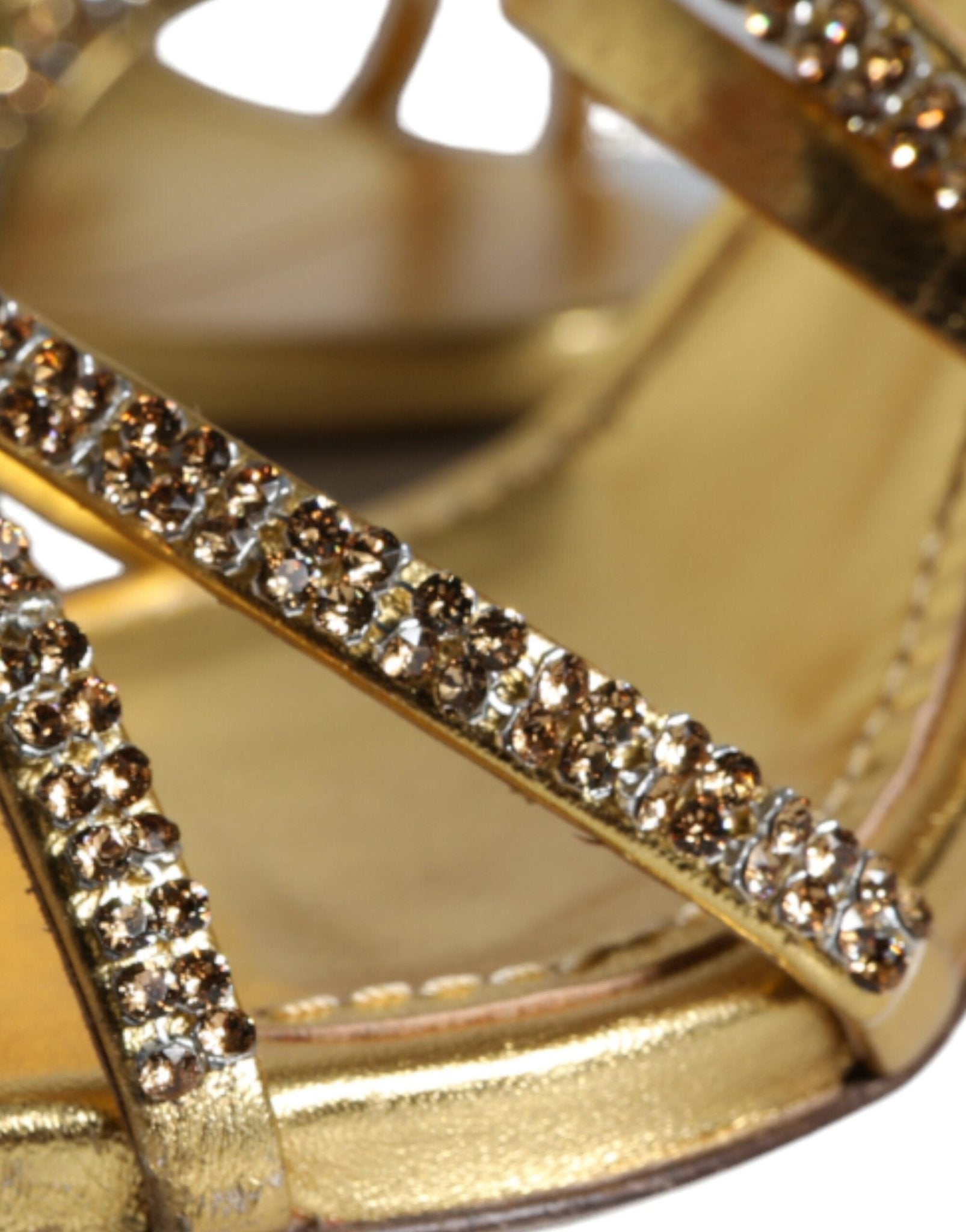 Dolce & Gabbana Gold Crystals Keira Heels Sandals Shoes - SMARTMARTNZ