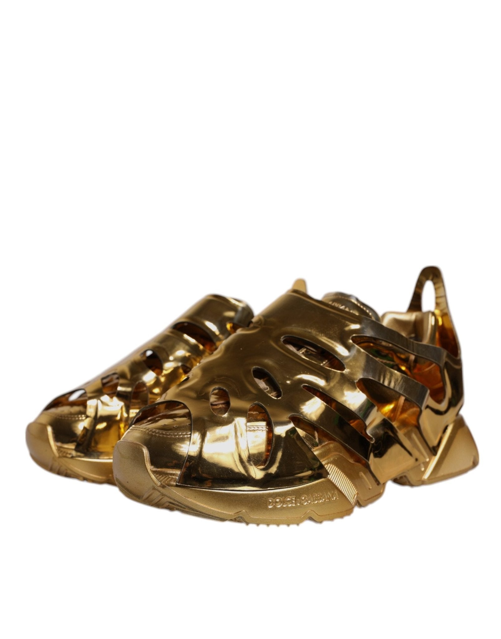 Dolce & Gabbana Gold Daymaster Leather Low Top Sneakers Shoes - SMARTMARTNZ