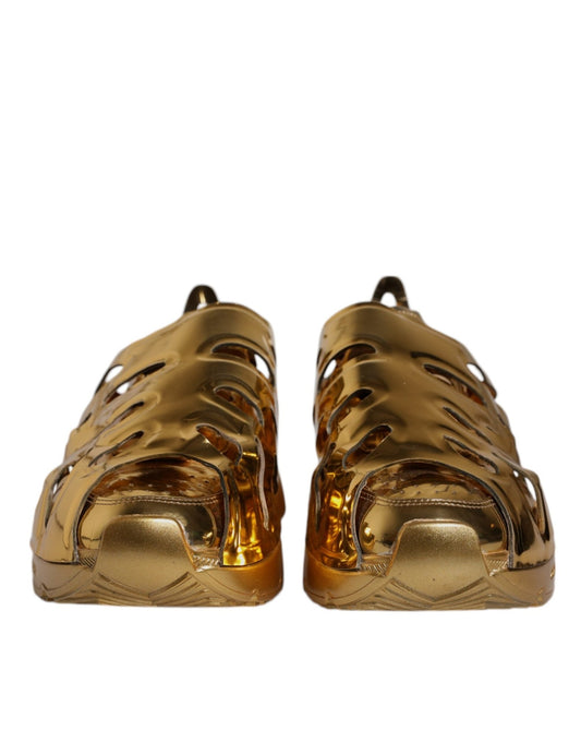 Dolce & Gabbana Gold Daymaster Leather Low Top Sneakers Shoes - SMARTMARTNZ