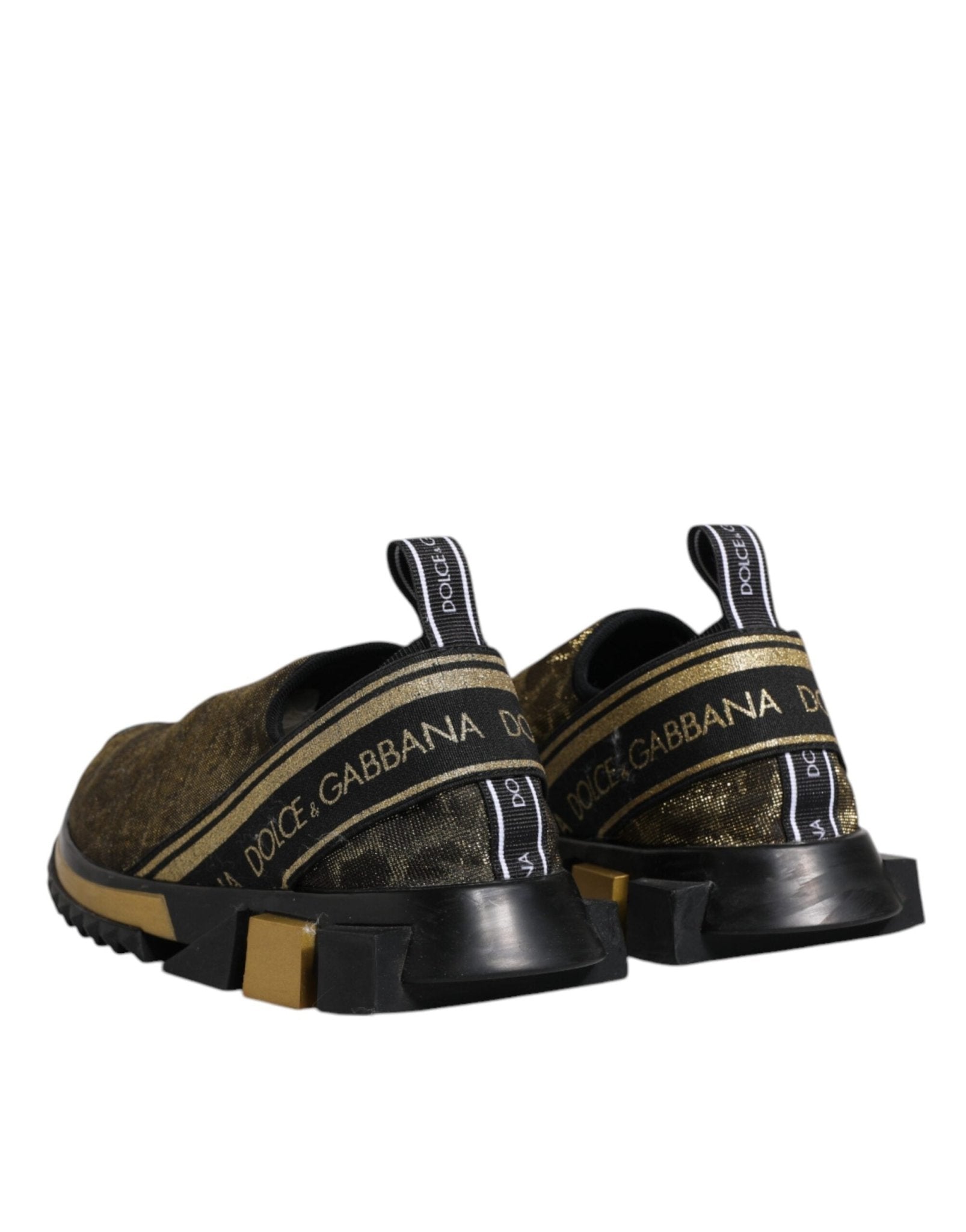 Dolce & Gabbana Gold Glitter Leopard Sorrento Sneakers Shoes - SMARTMARTNZ