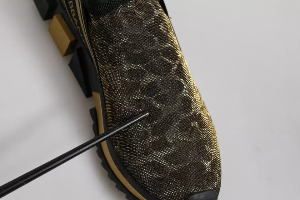 Dolce & Gabbana Gold Glitter Leopard Sorrento Sneakers Shoes - SMARTMARTNZ