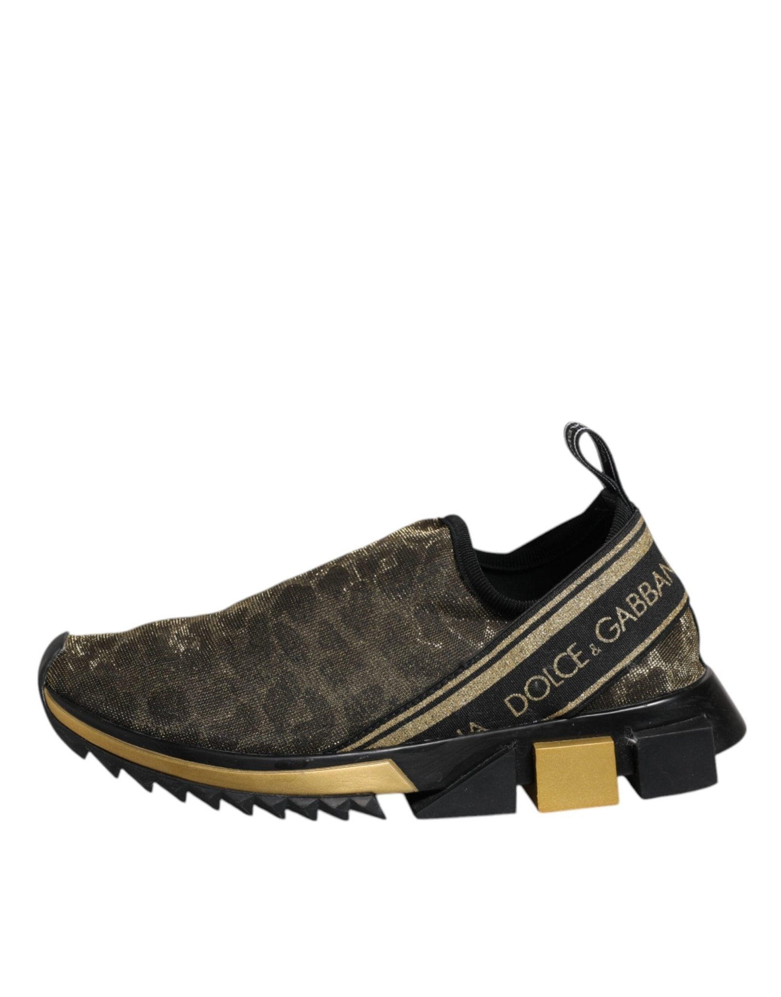 Dolce & Gabbana Gold Glitter Leopard Sorrento Sneakers Shoes - SMARTMARTNZ