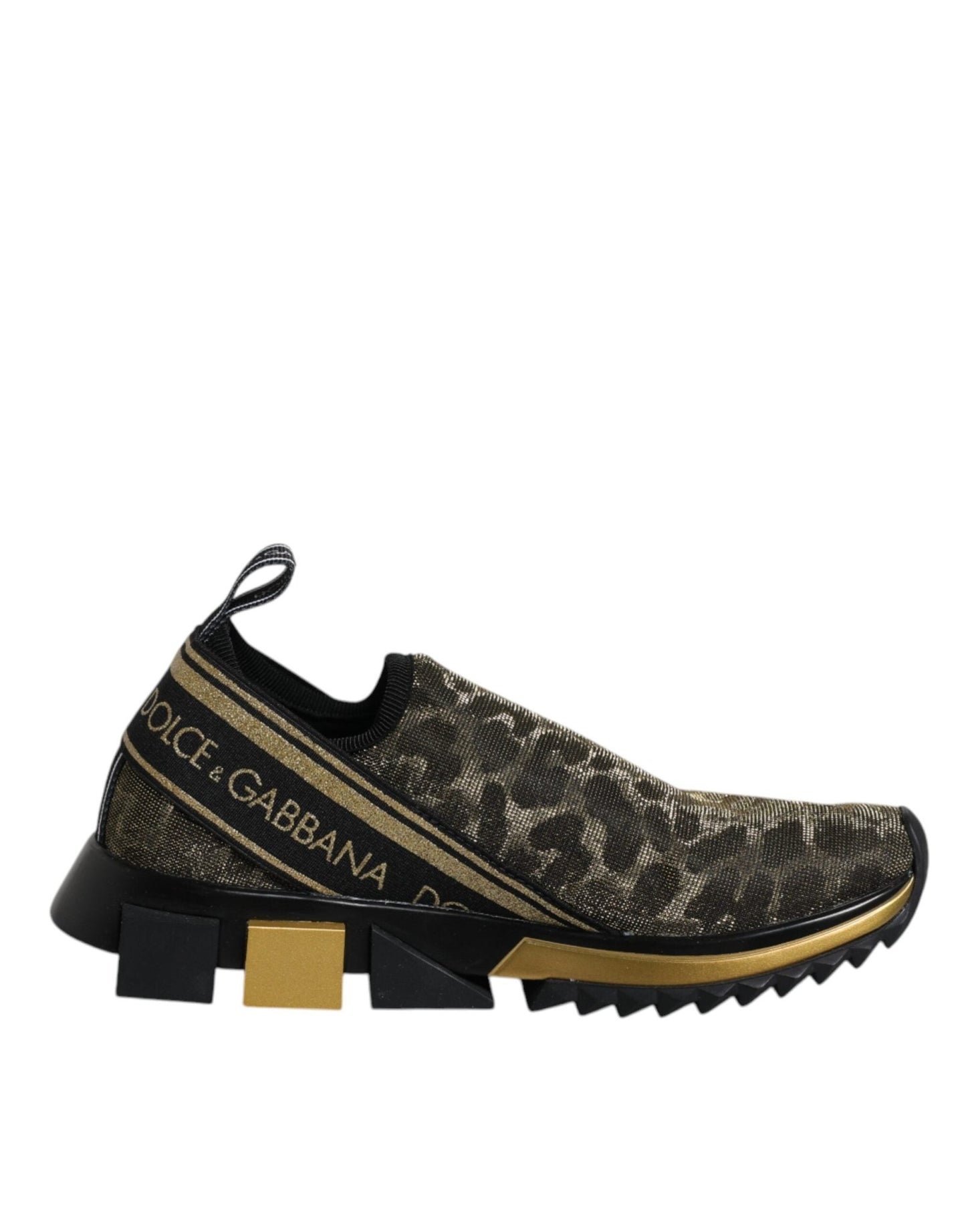 Dolce & Gabbana Gold Glitter Leopard Sorrento Sneakers Shoes - SMARTMARTNZ