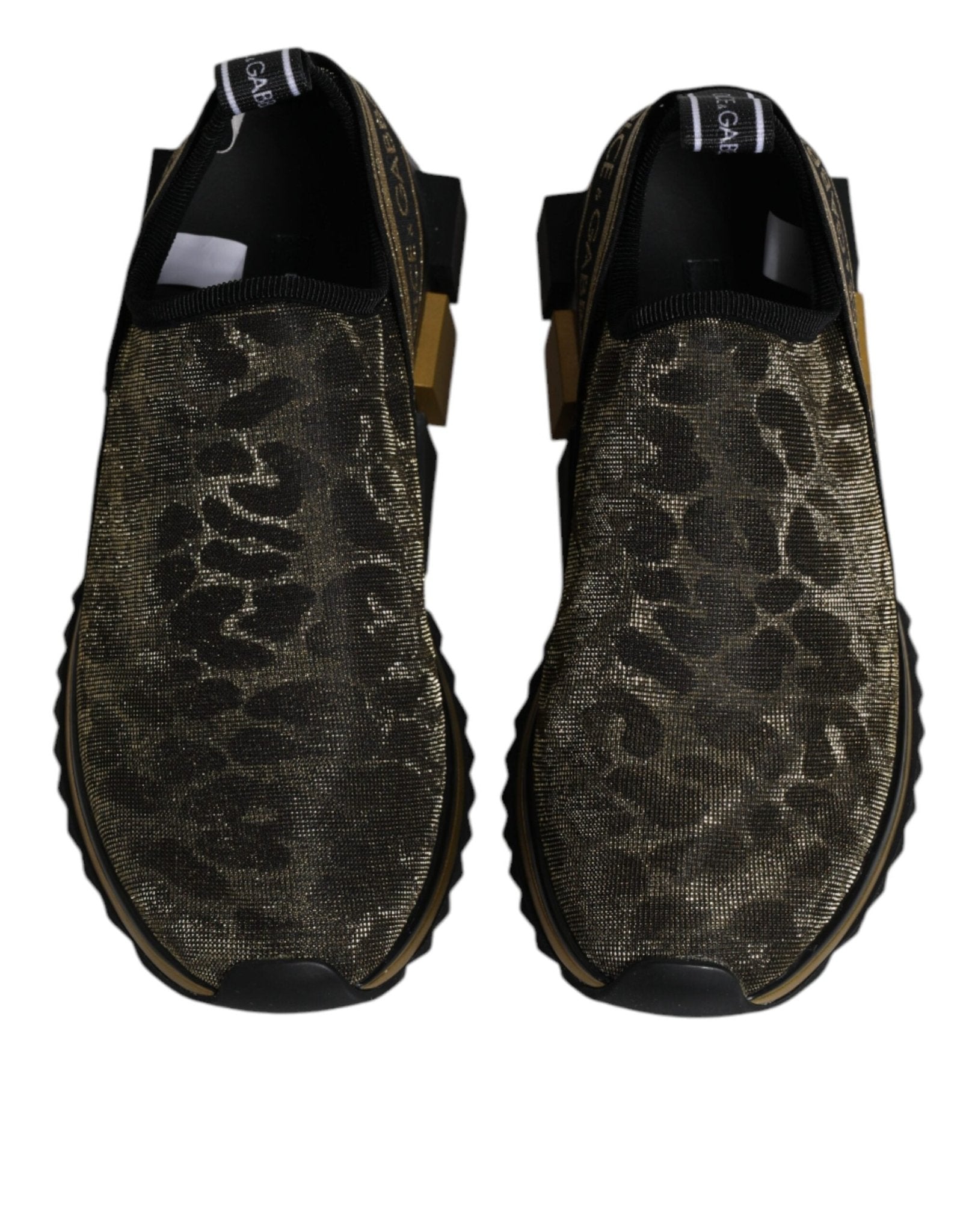 Dolce & Gabbana Gold Glitter Leopard Sorrento Sneakers Shoes - SMARTMARTNZ