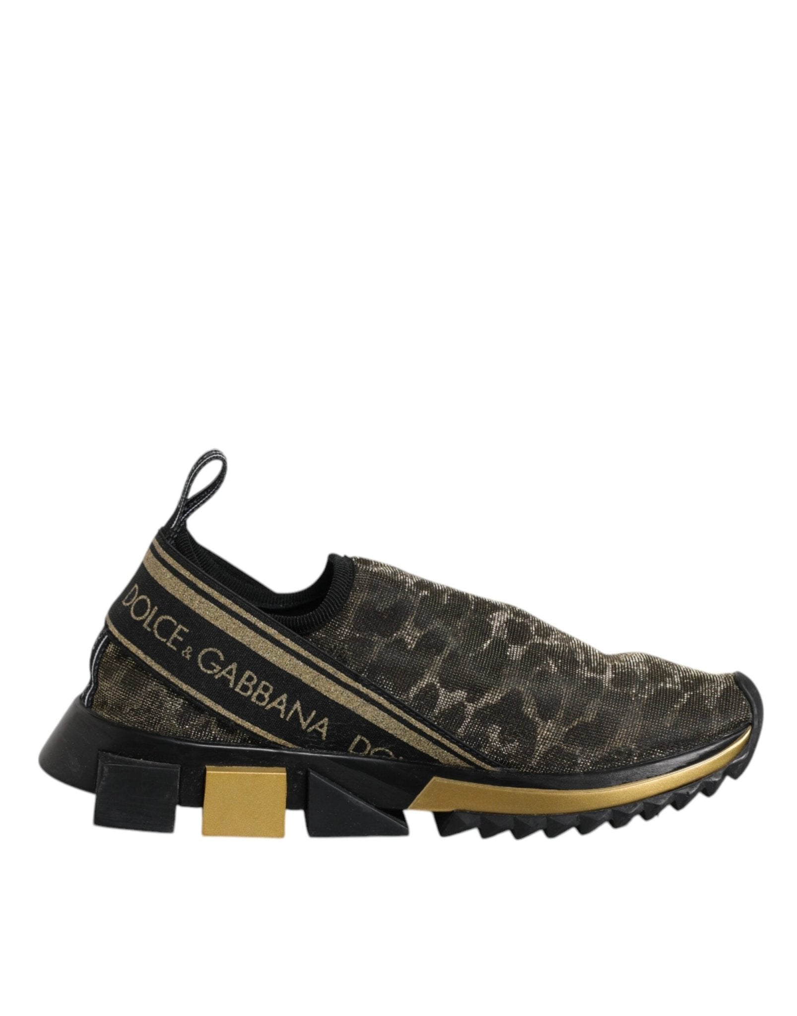 Dolce & Gabbana Gold Glitter Leopard Sorrento Sneakers Shoes - SMARTMARTNZ