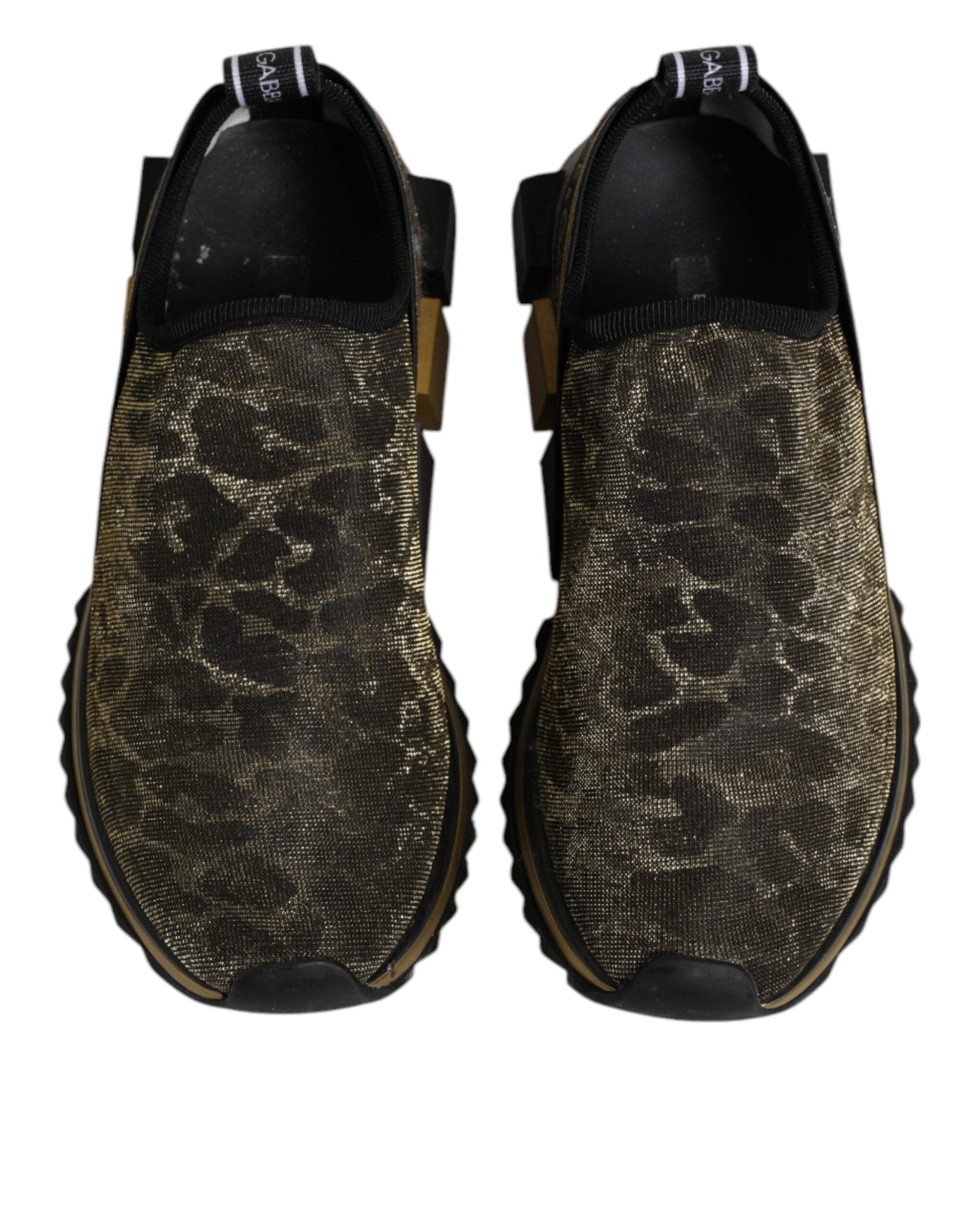 Dolce & Gabbana Gold Glitter Leopard Sorrento Sneakers Shoes - SMARTMARTNZ