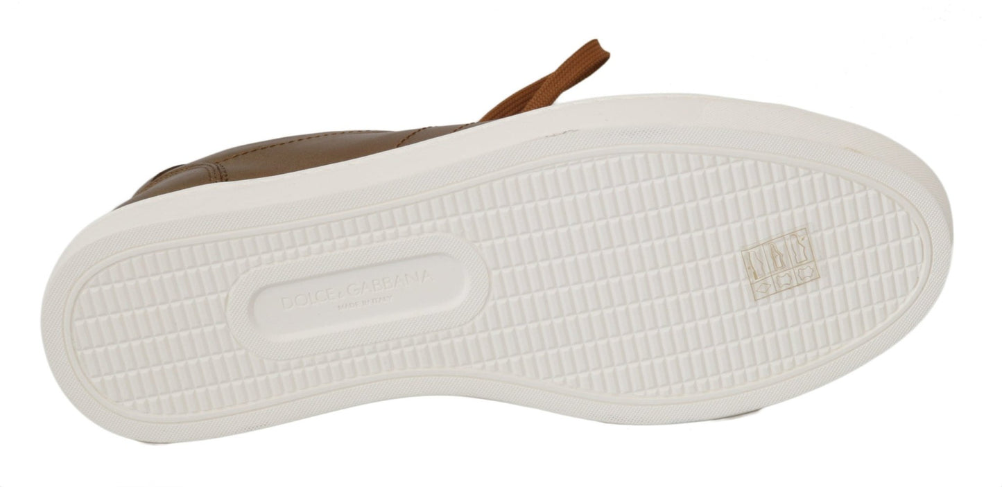 Dolce & Gabbana Gold Leather Mens Casual Sneakers - SMARTMARTNZ