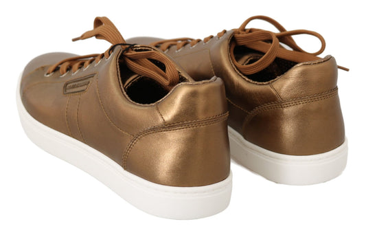Dolce & Gabbana Gold Leather Mens Casual Sneakers - SMARTMARTNZ