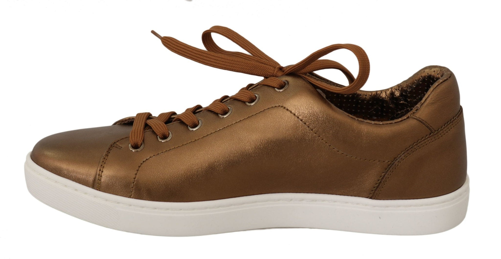 Dolce & Gabbana Gold Leather Mens Casual Sneakers - SMARTMARTNZ