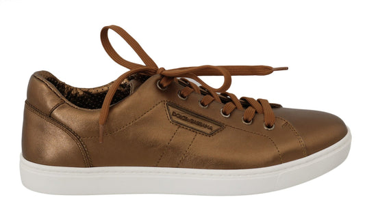 Dolce & Gabbana Gold Leather Mens Casual Sneakers - SMARTMARTNZ