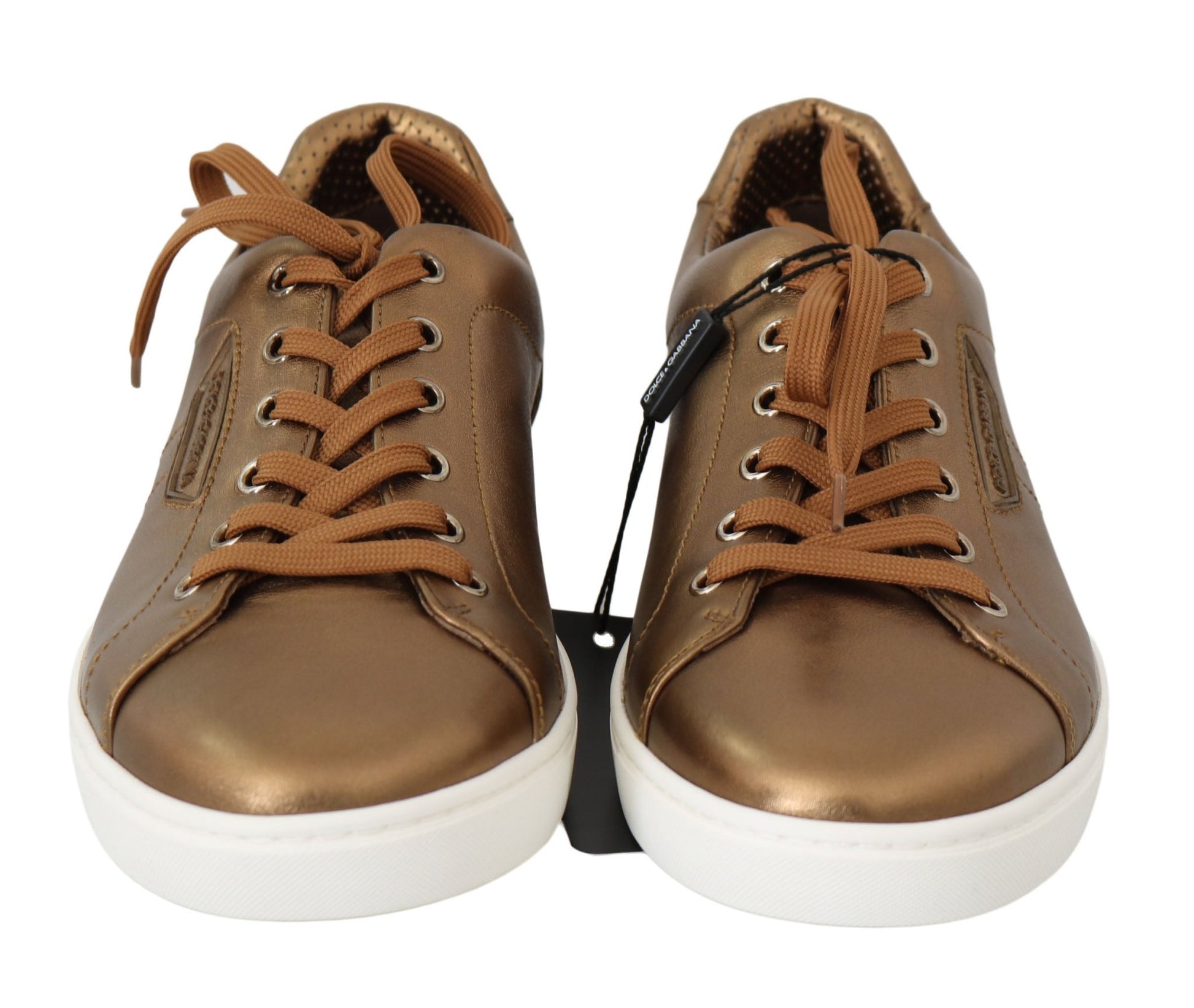 Dolce & Gabbana Gold Leather Mens Casual Sneakers - SMARTMARTNZ