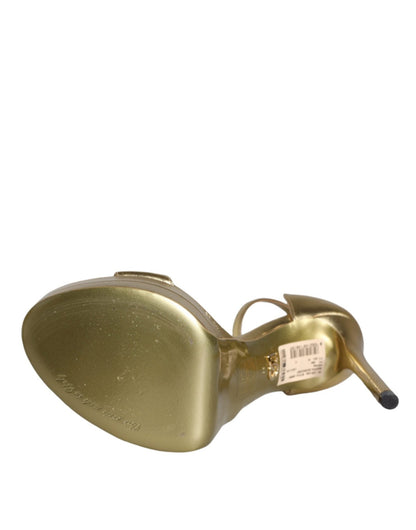 Dolce & Gabbana Gold Leather Platform Keira Sandals Shoes - SMARTMARTNZ