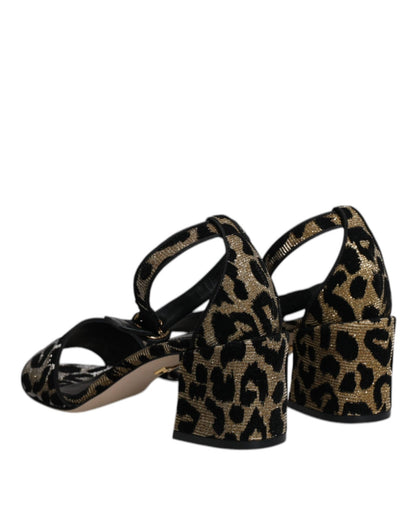 Dolce & Gabbana Gold Leopard Lurex Ankle Strap Heels Sandals Shoes - SMARTMARTNZ