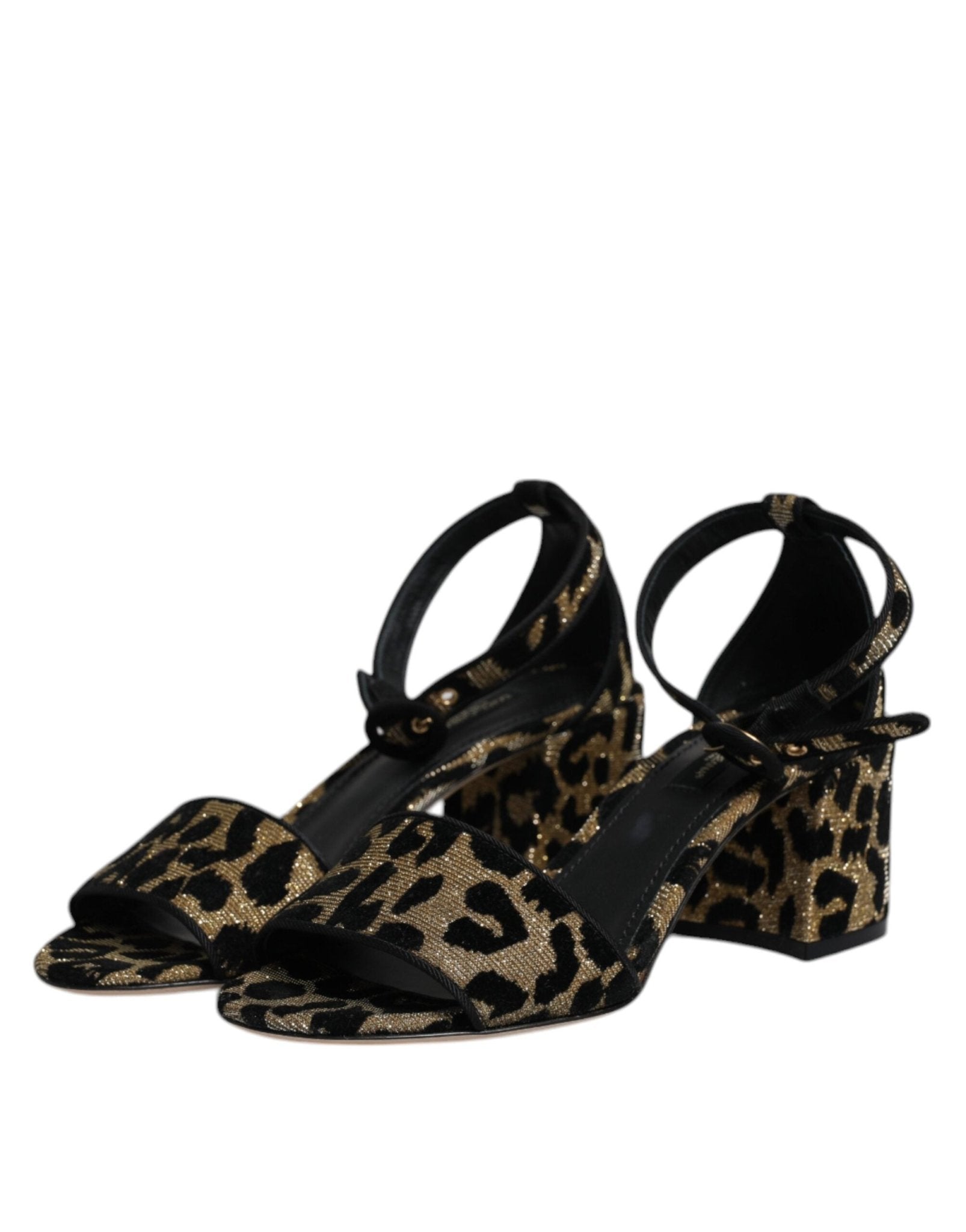 Dolce & Gabbana Gold Leopard Lurex Ankle Strap Heels Sandals Shoes - SMARTMARTNZ