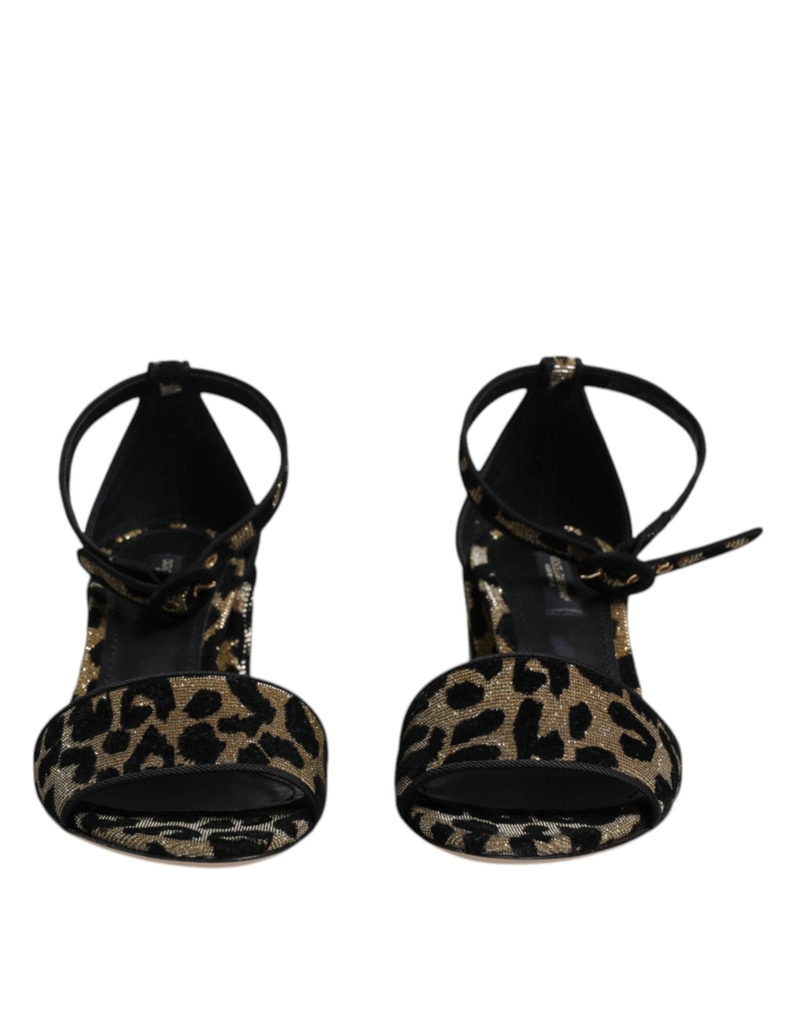 Dolce & Gabbana Gold Leopard Lurex Ankle Strap Heels Sandals Shoes - SMARTMARTNZ