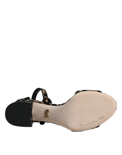 Dolce & Gabbana Gold Leopard Lurex Ankle Strap Heels Sandals Shoes - SMARTMARTNZ