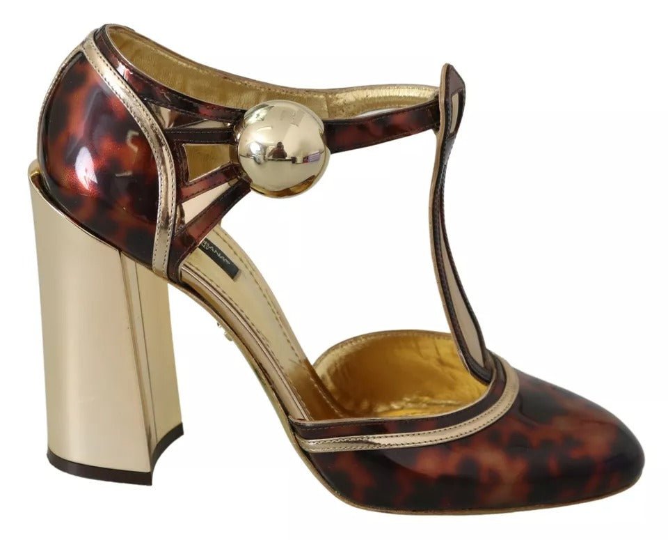 Dolce & Gabbana Gold Leopard T - strap Pumps Sandals Shoes - SMARTMARTNZ
