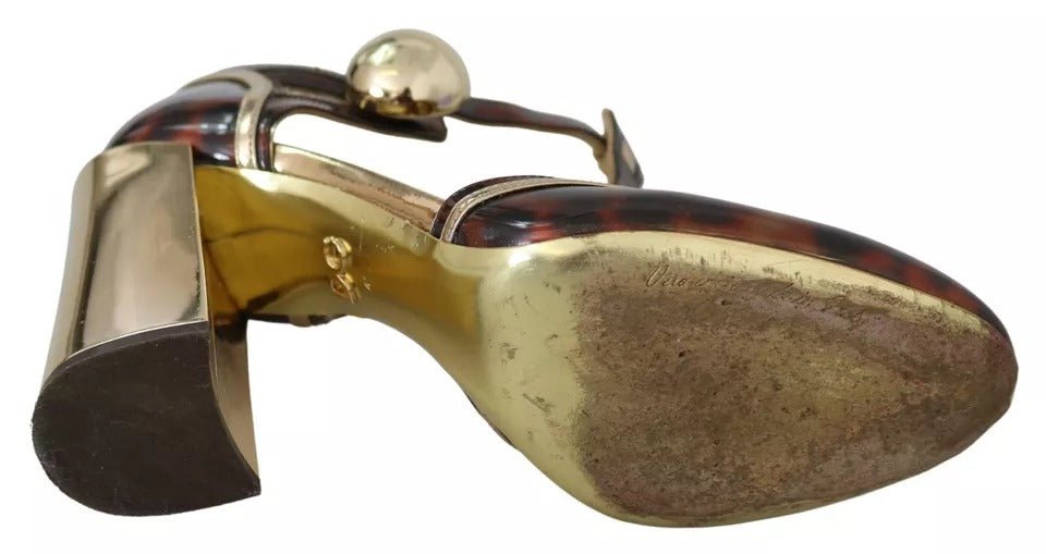 Dolce & Gabbana Gold Leopard T - strap Pumps Sandals Shoes - SMARTMARTNZ