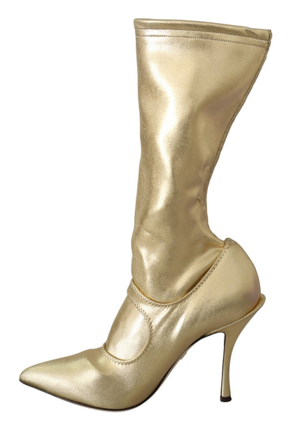 Dolce & Gabbana Gold Rhinestones Ankle Boots Socks Shoes - SMARTMARTNZ