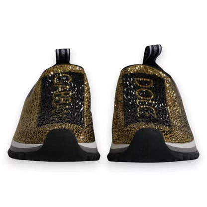 Dolce & Gabbana Gold Rhinestones Sorrento Sneakers Shoes - SMARTMARTNZ