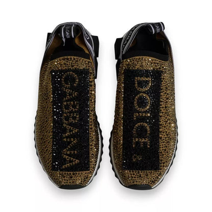 Dolce & Gabbana Gold Rhinestones Sorrento Sneakers Shoes - SMARTMARTNZ