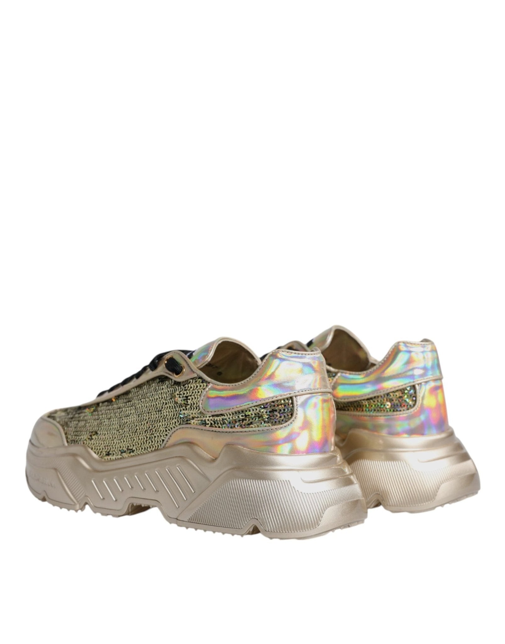 Dolce & Gabbana Gold Sequin Iridiscent Daymaster Sneakers Shoes - SMARTMARTNZ
