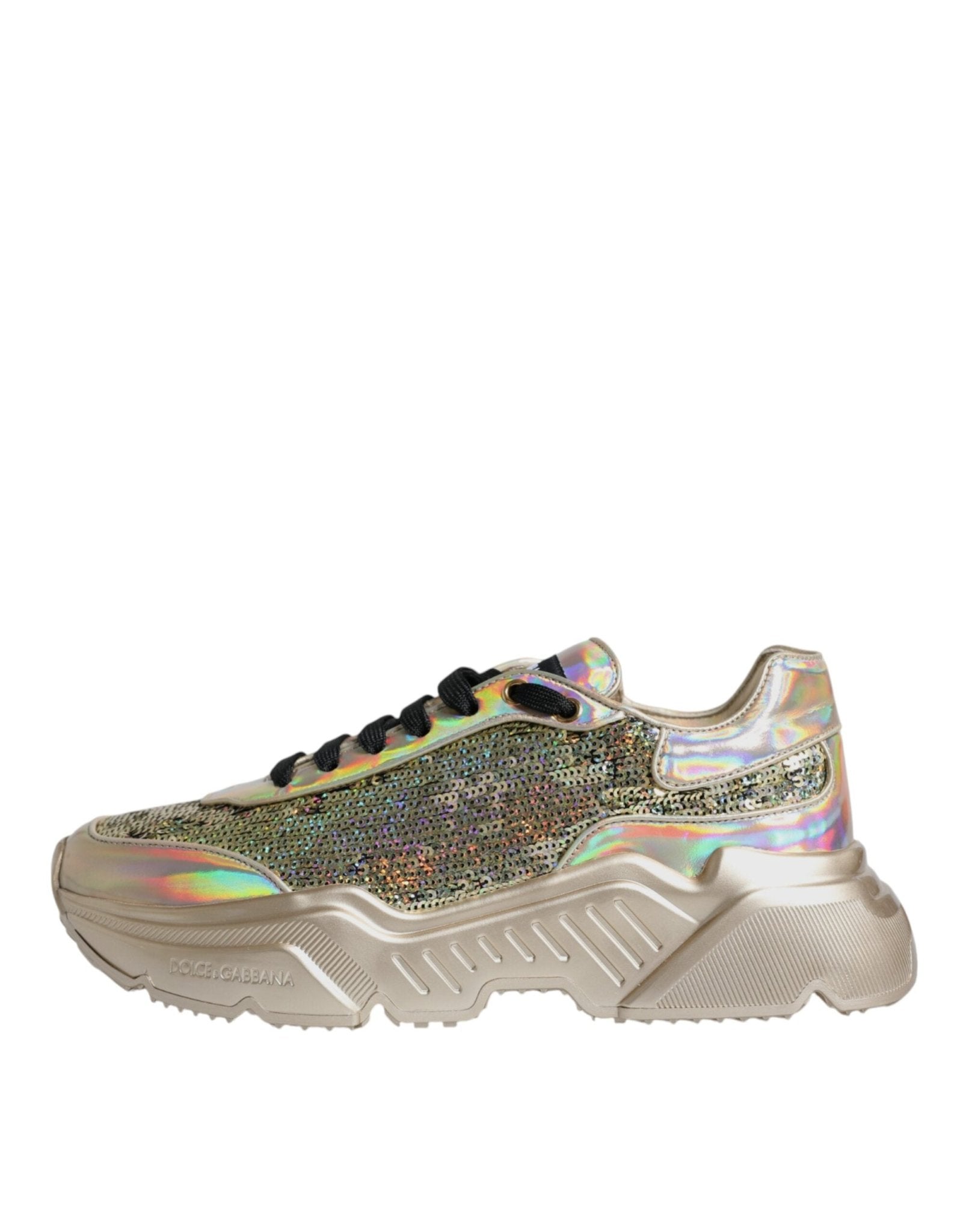 Dolce & Gabbana Gold Sequin Iridiscent Daymaster Sneakers Shoes - SMARTMARTNZ