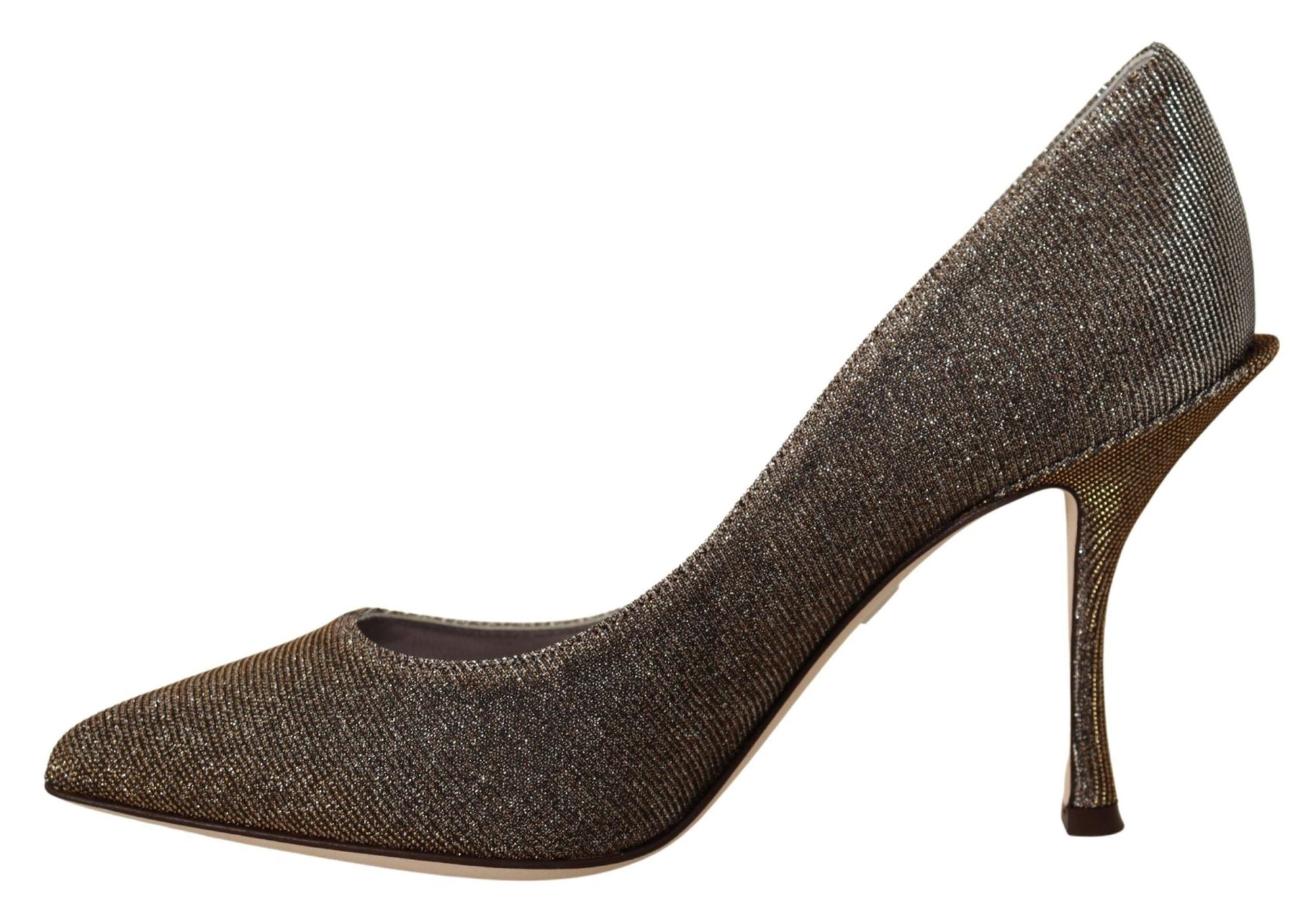 Dolce & Gabbana Gold Silver Fabric Heels Pumps Shoes - SMARTMARTNZ