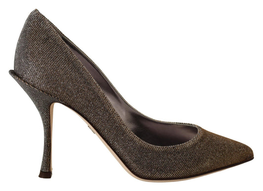 Dolce & Gabbana Gold Silver Fabric Heels Pumps Shoes - SMARTMARTNZ