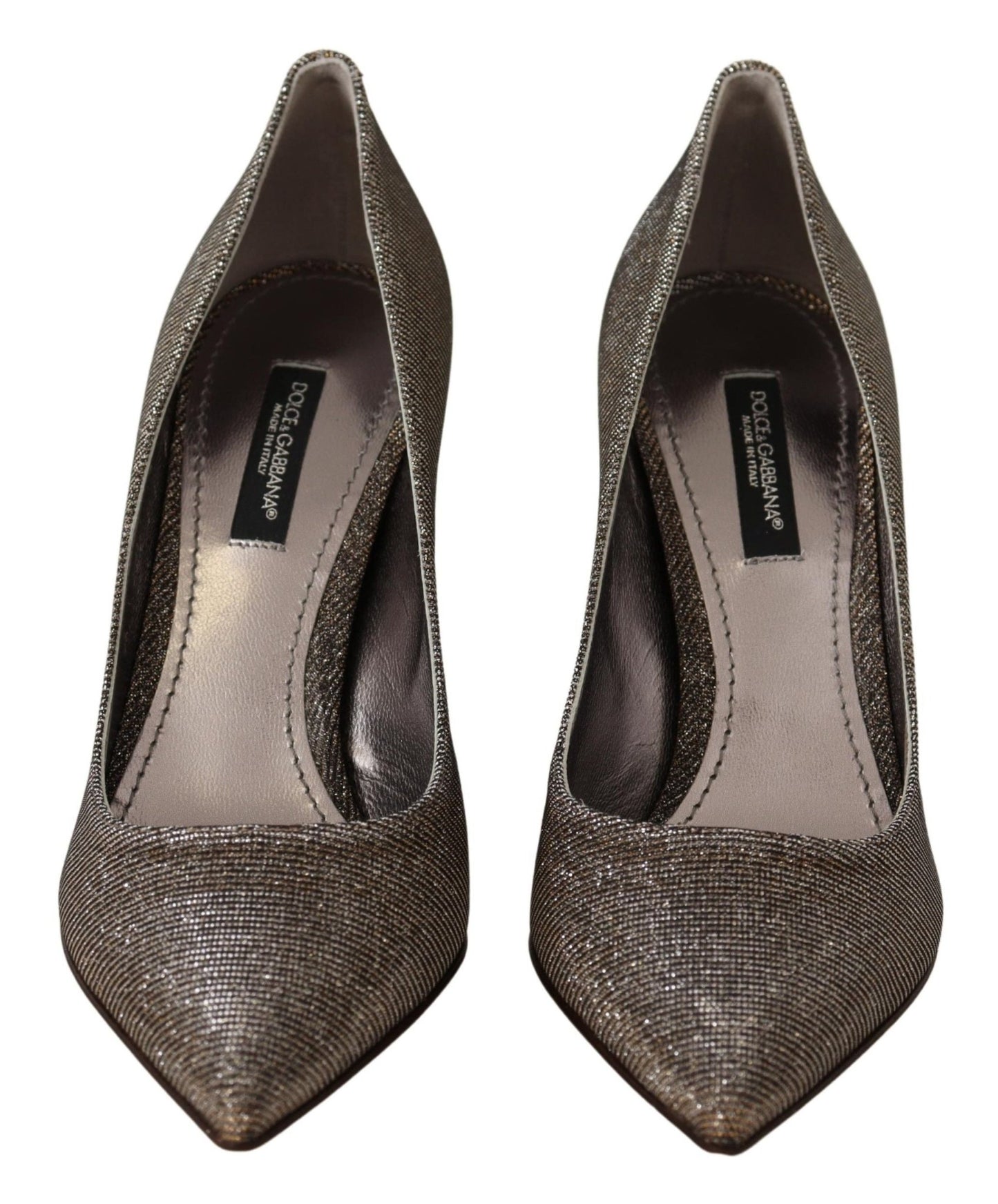 Dolce & Gabbana Gold Silver Fabric Heels Pumps Shoes - SMARTMARTNZ