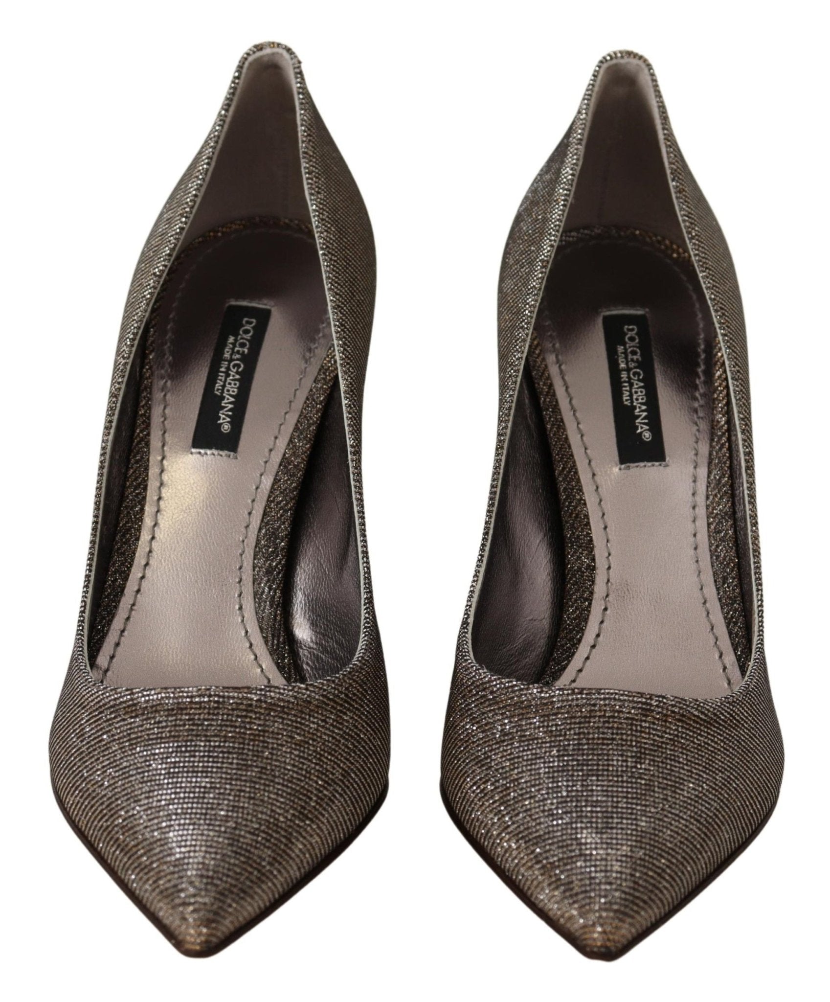 Dolce & Gabbana Gold Silver Fabric Heels Pumps Shoes - SMARTMARTNZ