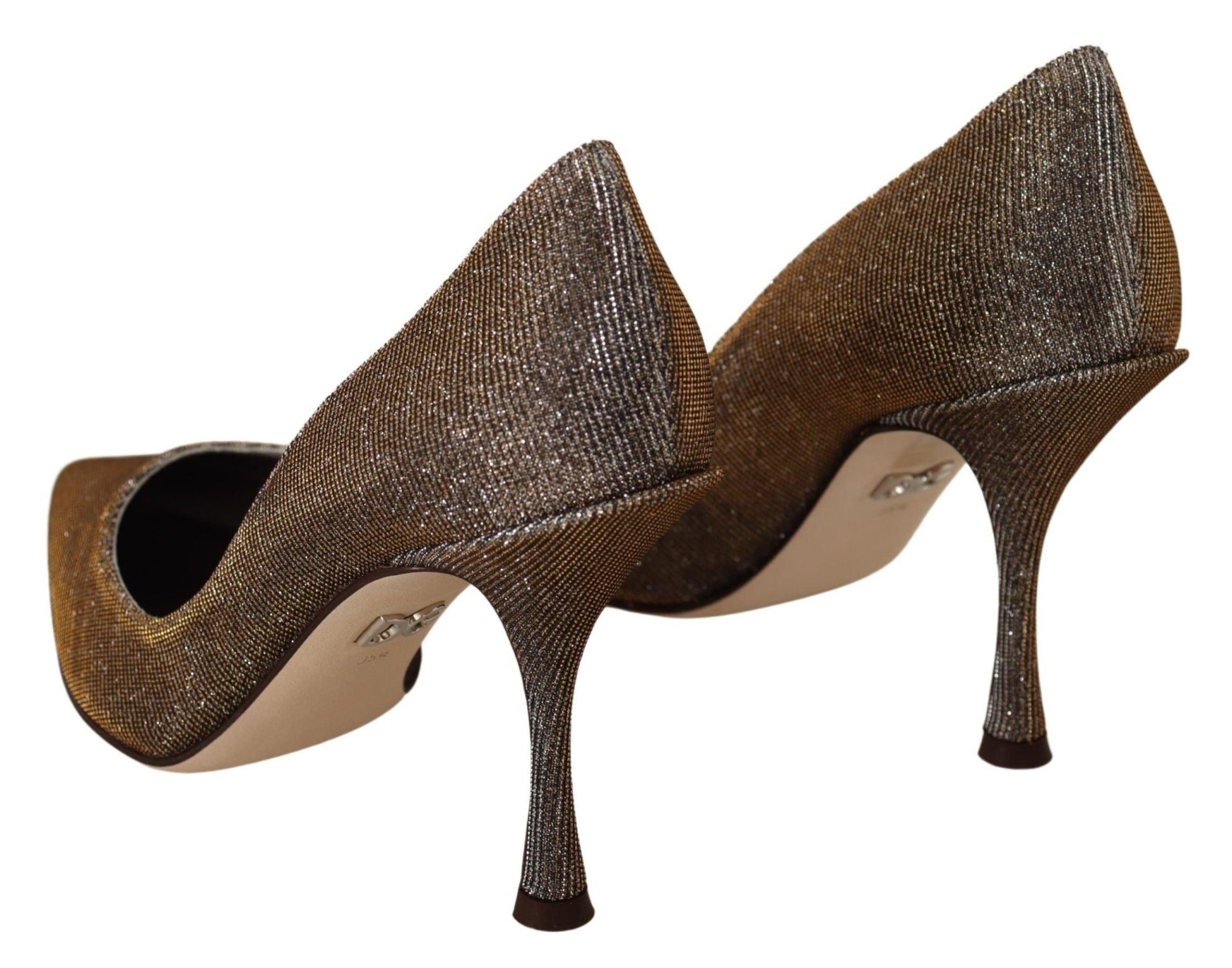 Dolce & Gabbana Gold Silver Fabric Heels Pumps Shoes - SMARTMARTNZ