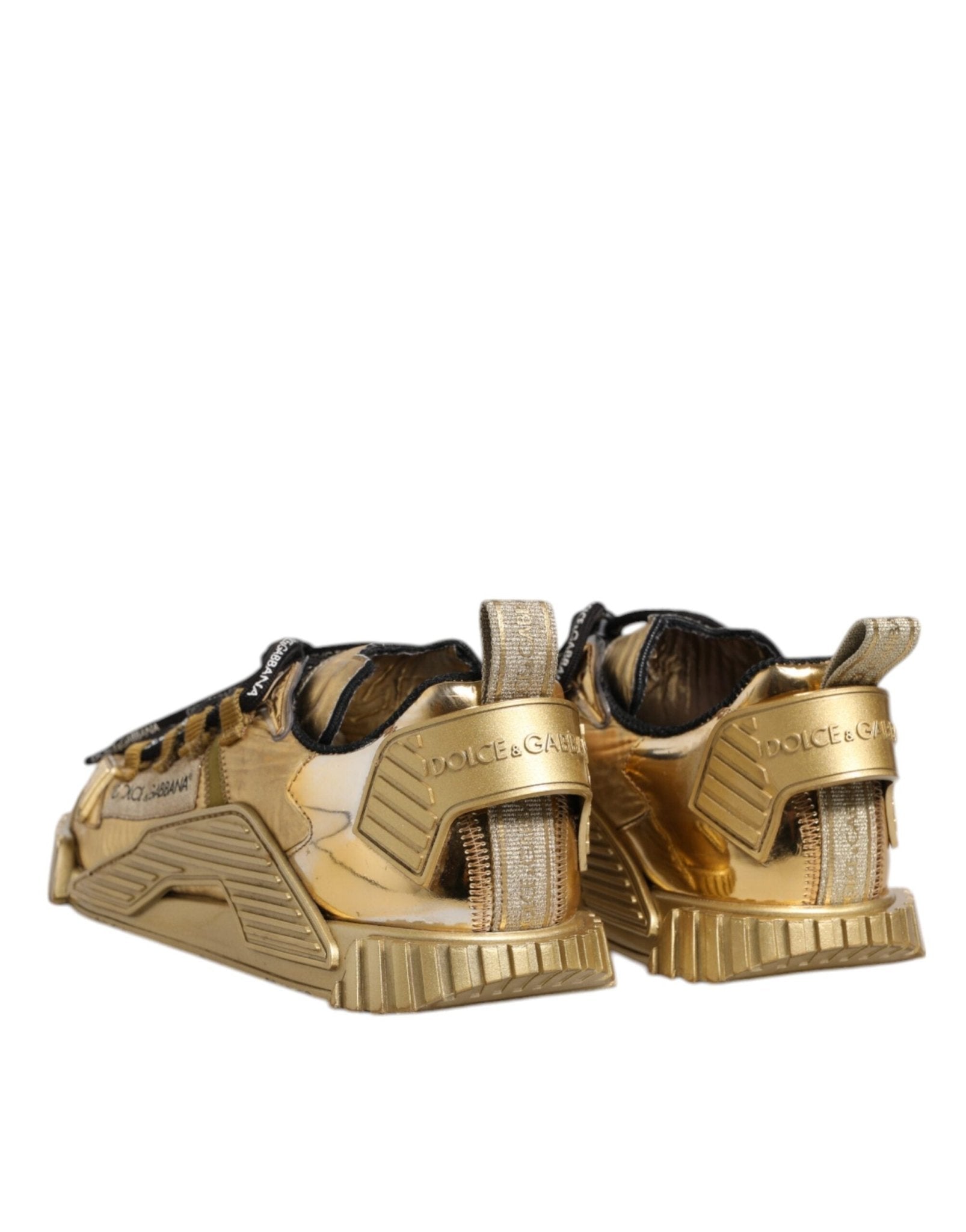 Dolce & Gabbana Gold Stretch Lace Up NS1 Sneakers Shoes - SMARTMARTNZ