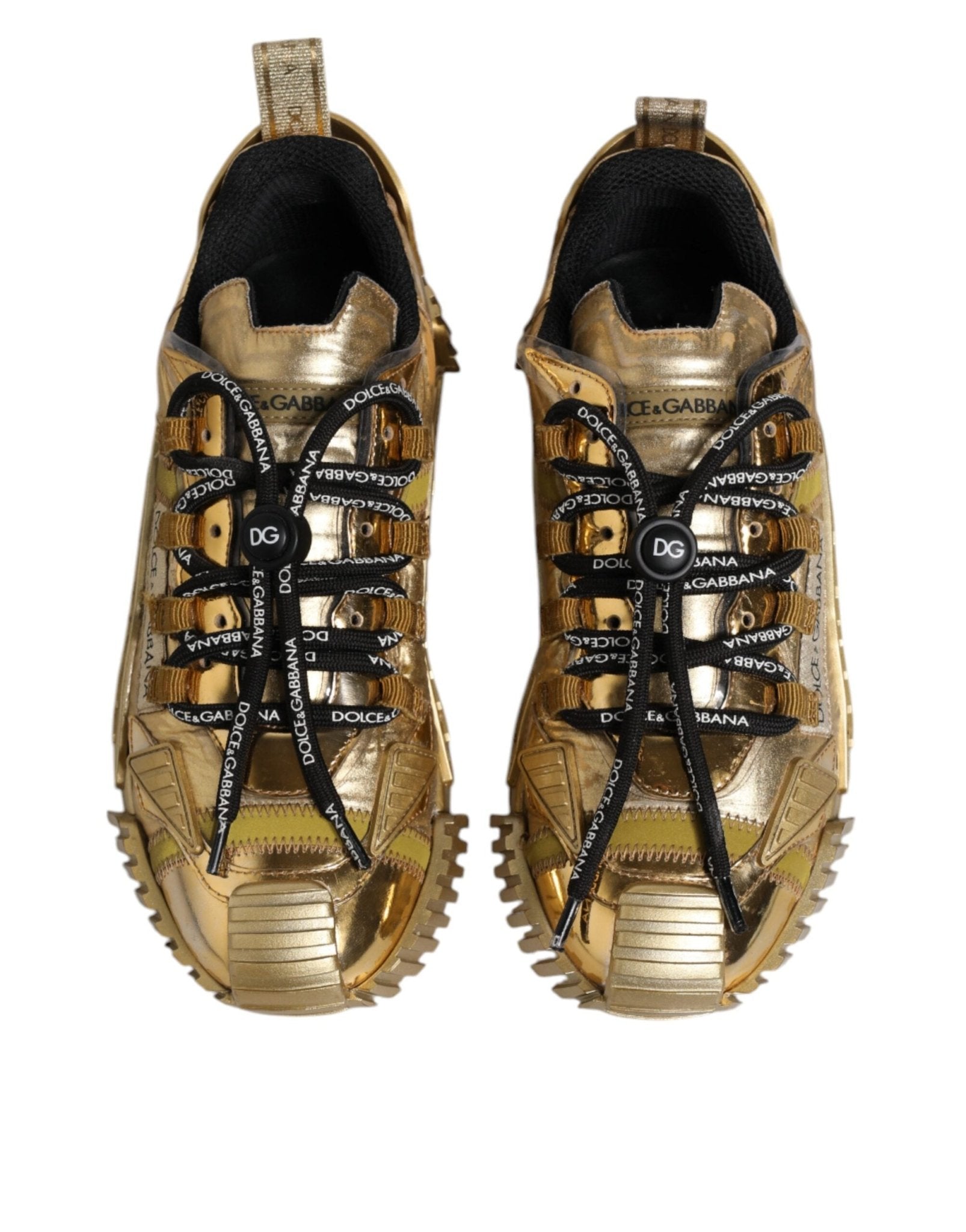 Dolce & Gabbana Gold Stretch Lace Up NS1 Sneakers Shoes - SMARTMARTNZ