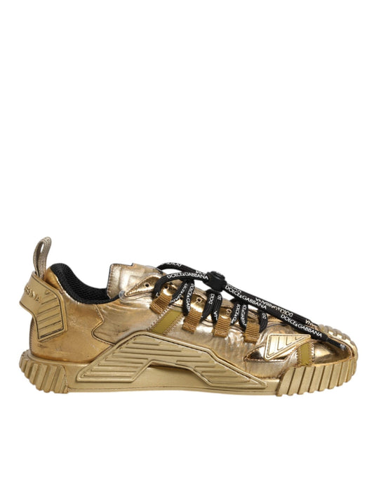 Dolce & Gabbana Gold Stretch Lace Up NS1 Sneakers Shoes - SMARTMARTNZ