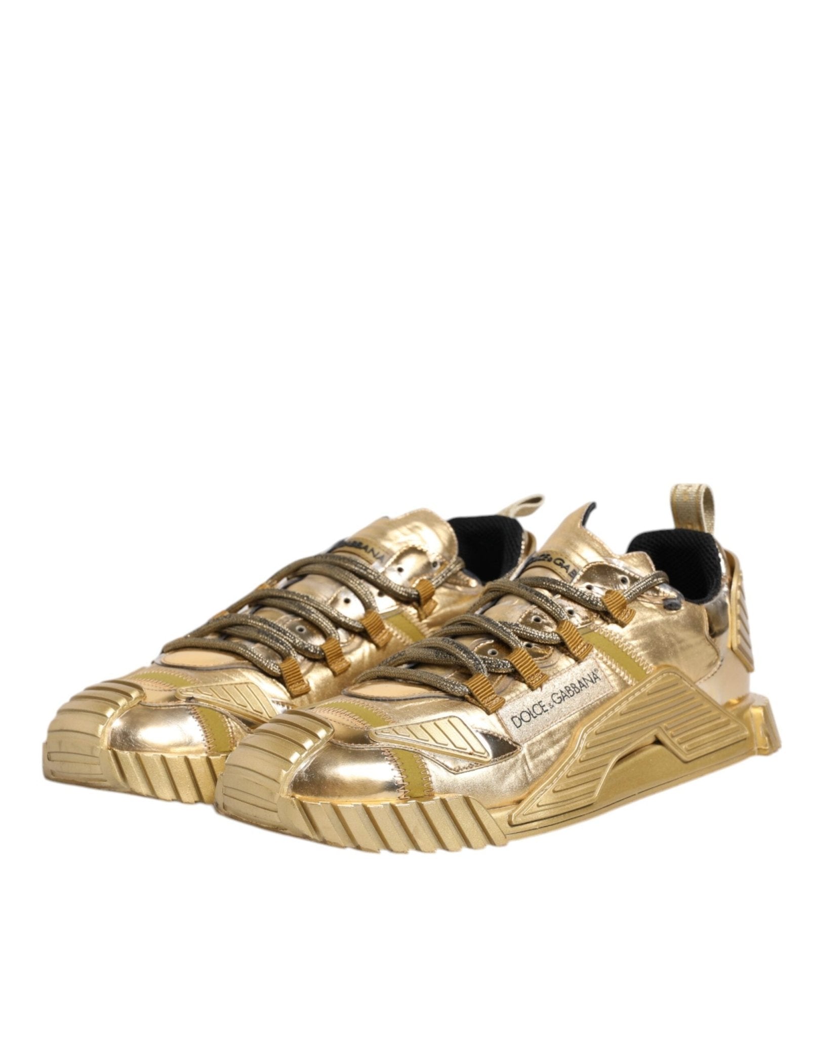 Dolce & Gabbana Gold Stretch Lace Up NS1 Sneakers Shoes - SMARTMARTNZ