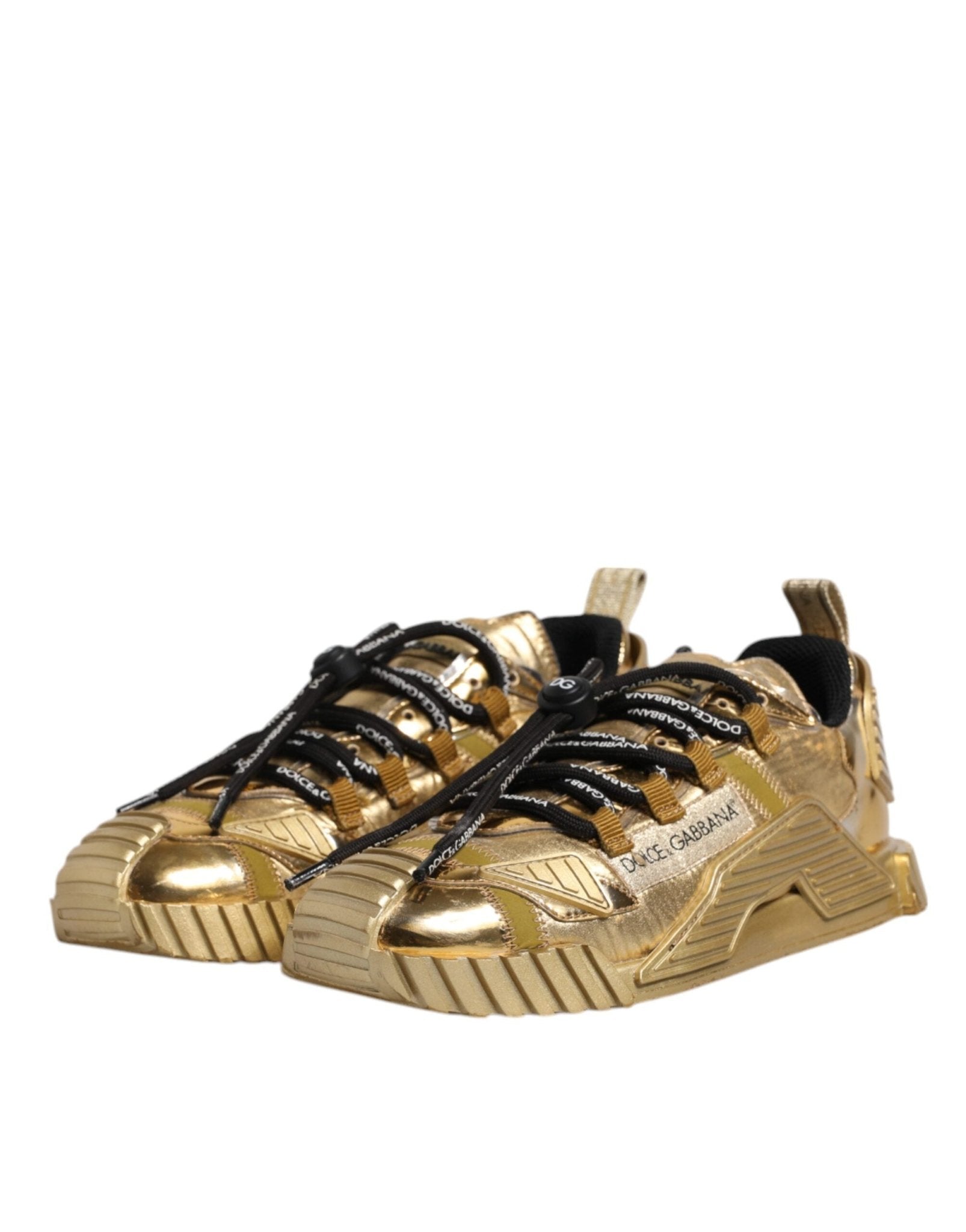 Dolce & Gabbana Gold Stretch Lace Up NS1 Sneakers Shoes - SMARTMARTNZ