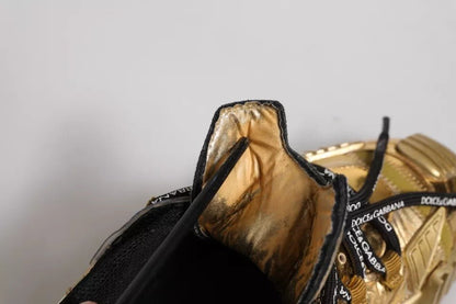 Dolce & Gabbana Gold Stretch Lace Up NS1 Sneakers Shoes - SMARTMARTNZ