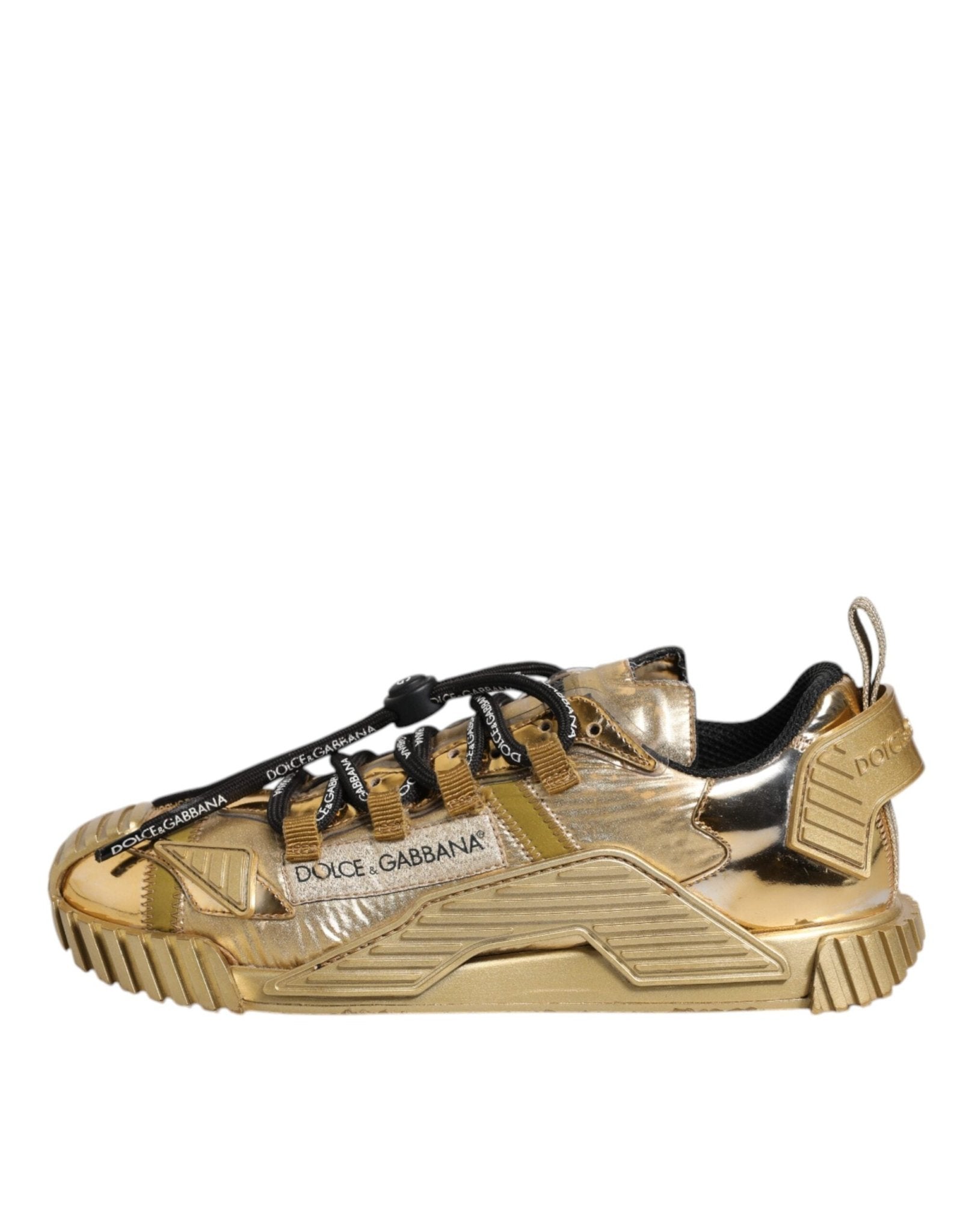 Dolce & Gabbana Gold Stretch Lace Up NS1 Sneakers Shoes - SMARTMARTNZ