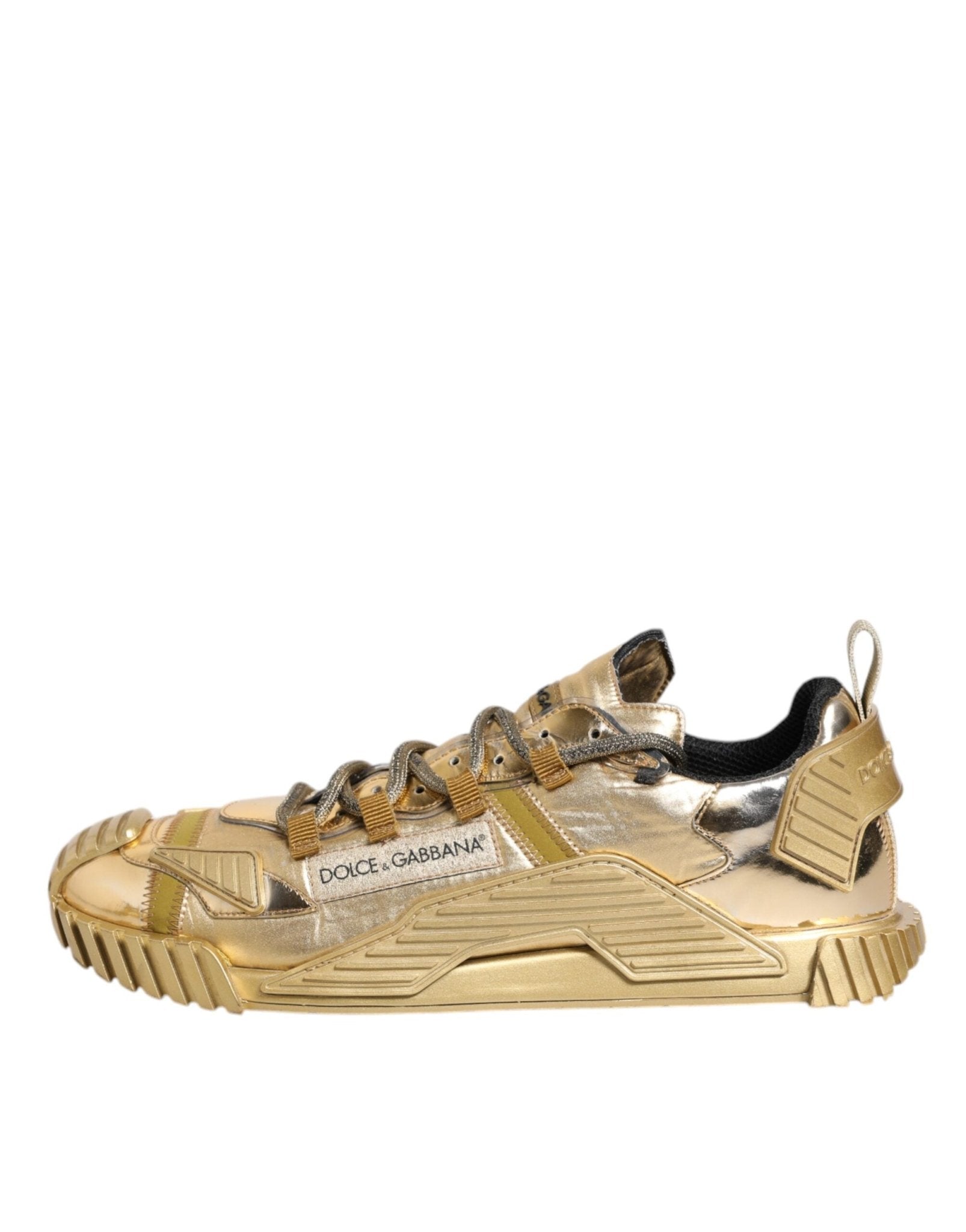 Dolce & Gabbana Gold Stretch Lace Up NS1 Sneakers Shoes - SMARTMARTNZ