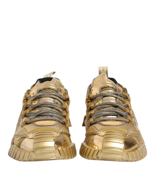 Dolce & Gabbana Gold Stretch Lace Up NS1 Sneakers Shoes - SMARTMARTNZ