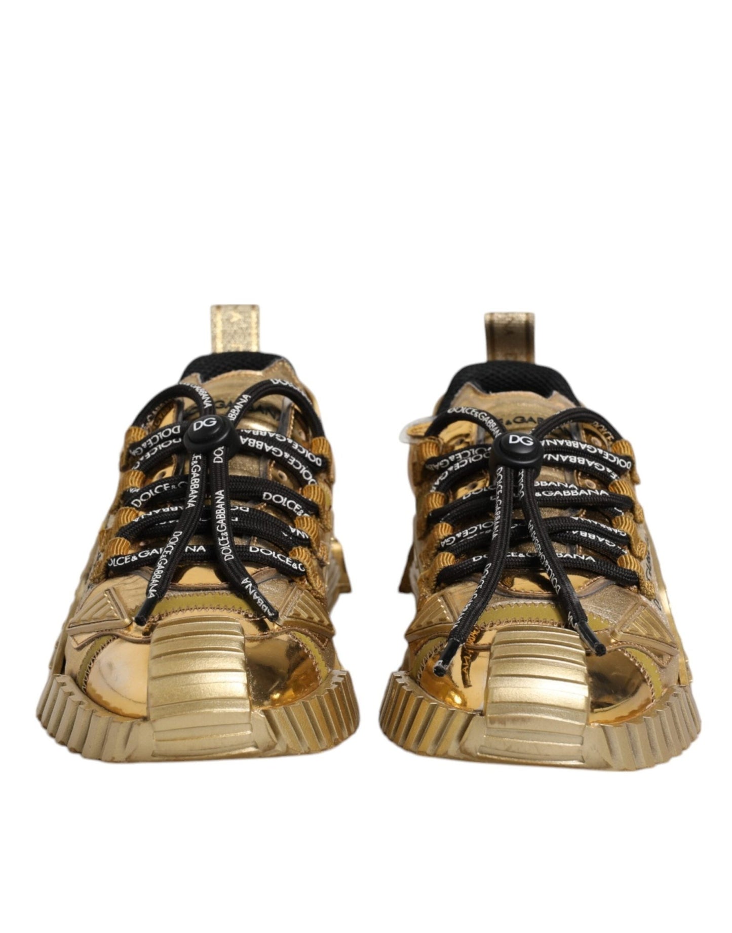 Dolce & Gabbana Gold Stretch Lace Up NS1 Sneakers Shoes - SMARTMARTNZ
