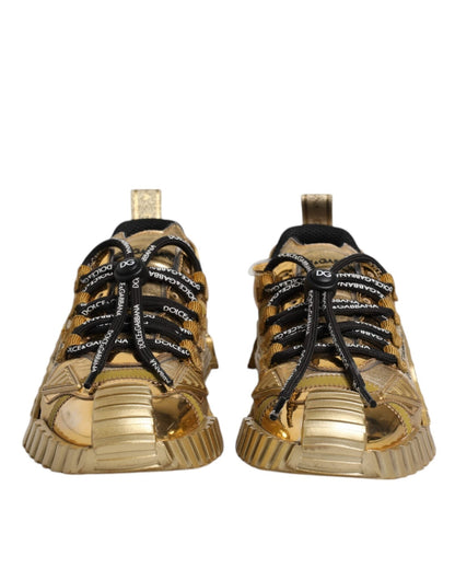 Dolce & Gabbana Gold Stretch Lace Up NS1 Sneakers Shoes - SMARTMARTNZ