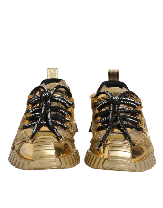 Dolce & Gabbana Gold Stretch Lace Up NS1 Sneakers Shoes - SMARTMARTNZ