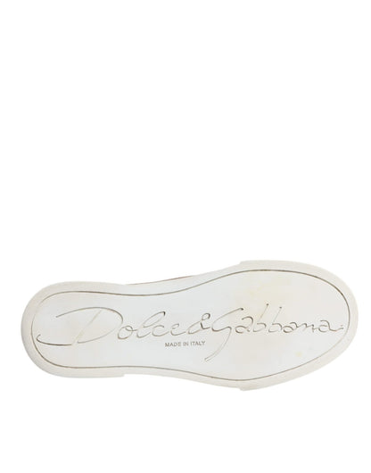 Dolce & Gabbana Gold White Logo Low Top Sneakers Shoes - SMARTMARTNZ