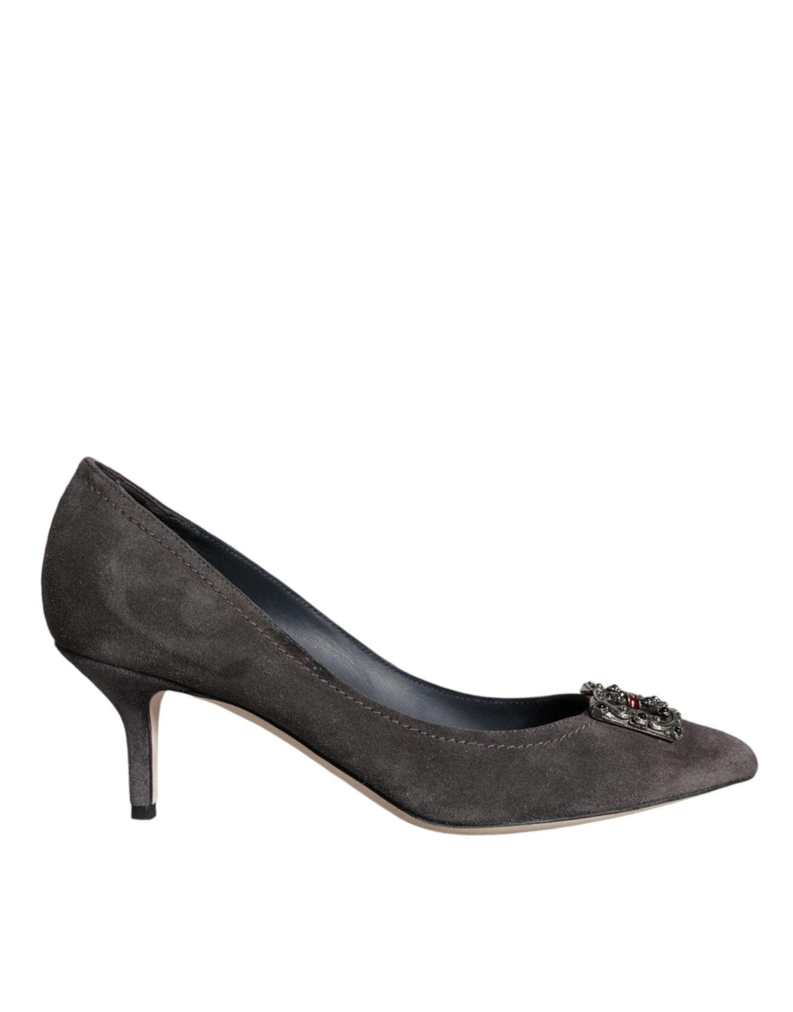 Dolce & Gabbana Gray Amore Suede Bellucci Heels Pumps Shoes - SMARTMARTNZ