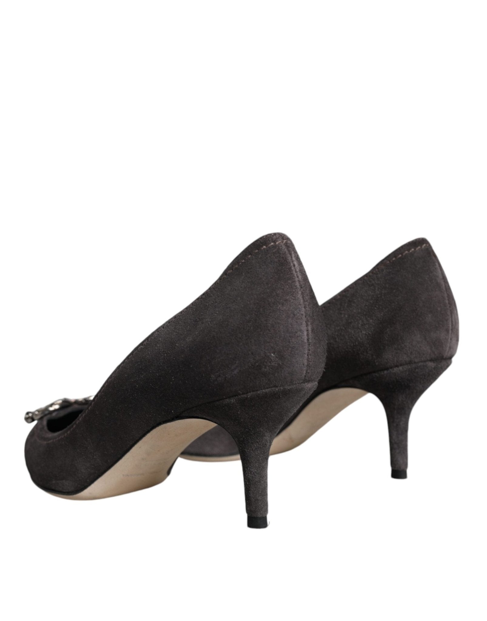 Dolce & Gabbana Gray Amore Suede Bellucci Heels Pumps Shoes - SMARTMARTNZ