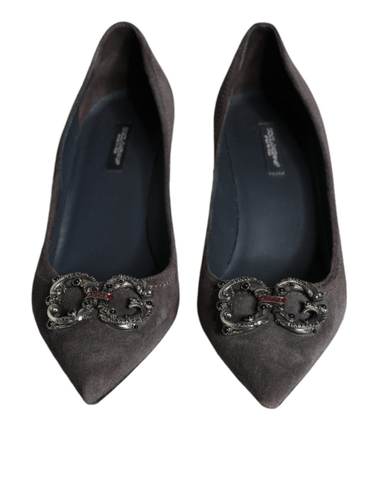 Dolce & Gabbana Gray Amore Suede Bellucci Heels Pumps Shoes - SMARTMARTNZ