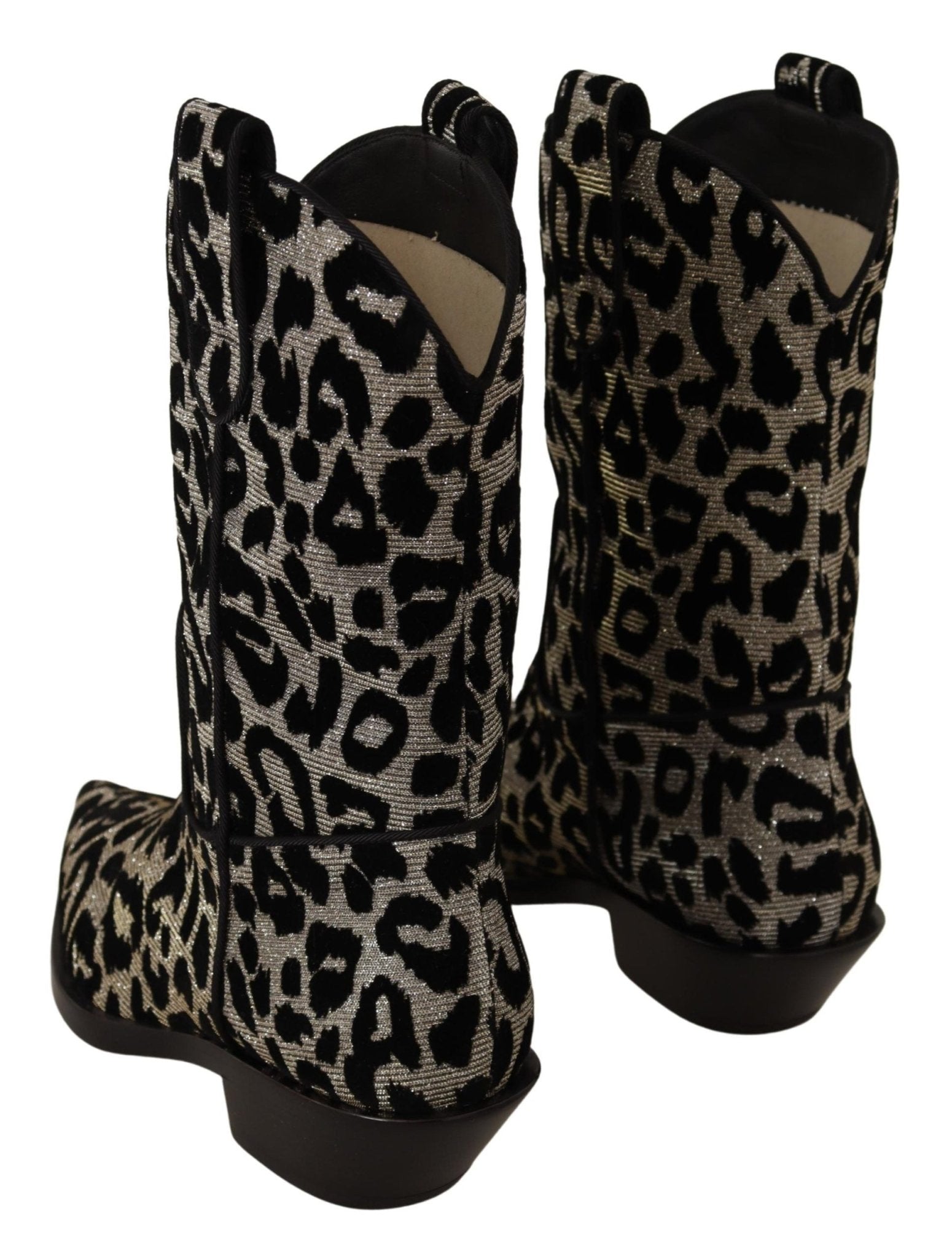 Dolce & Gabbana Gray Black Leopard Cowboy Boots Shoes - SMARTMARTNZ